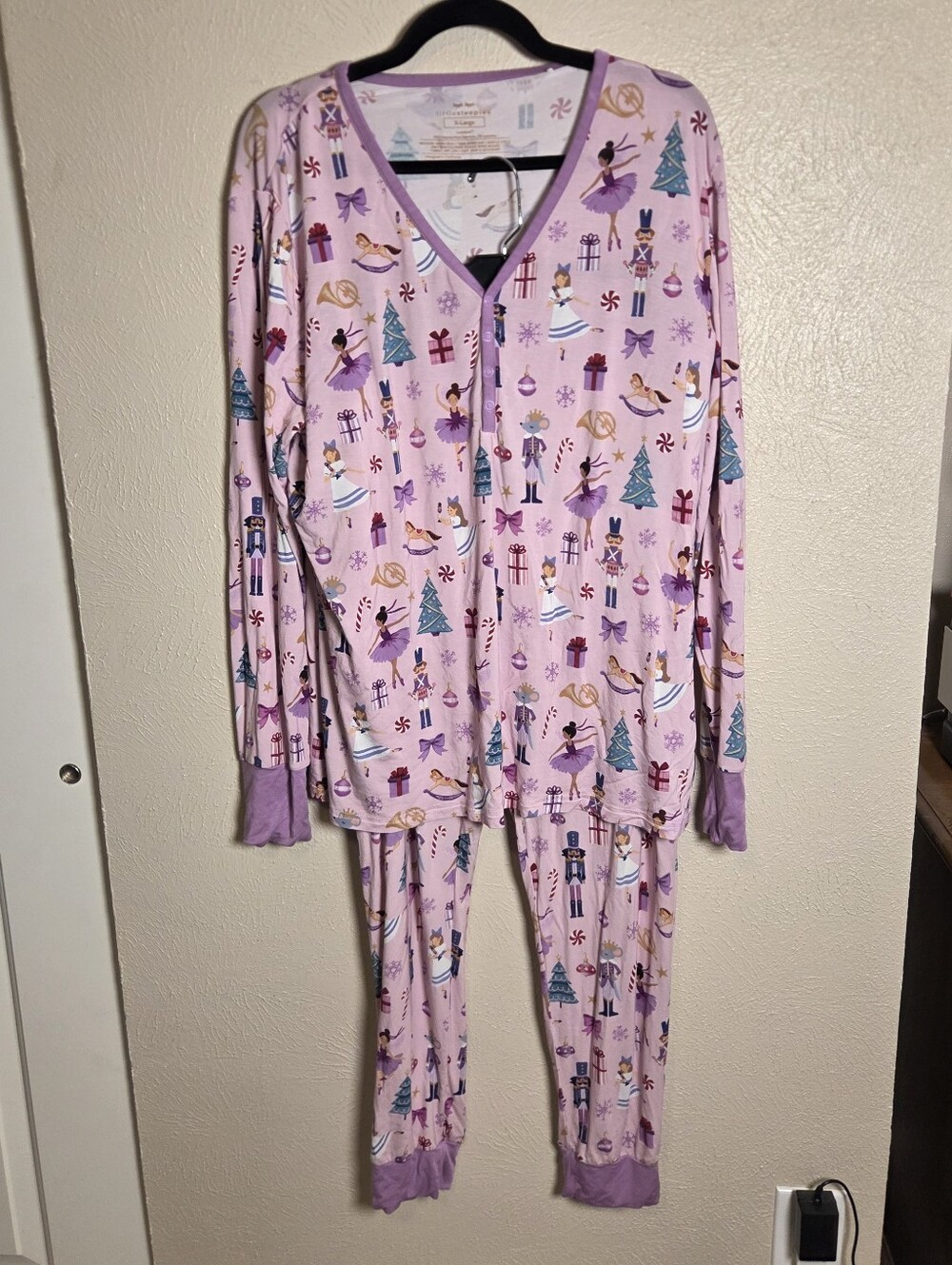 Little Sleepies Nutcracker Christmas Pajamas 2 Piece Set Matching Purple Pink XL
